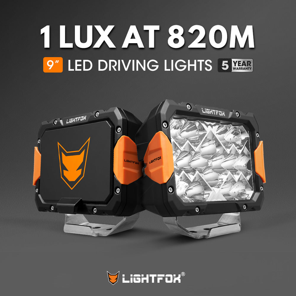 LIGHTFOX Pegasus Series 9inch Osram LED Driving Lights 1 Lux @ 820m 13,560 lumens