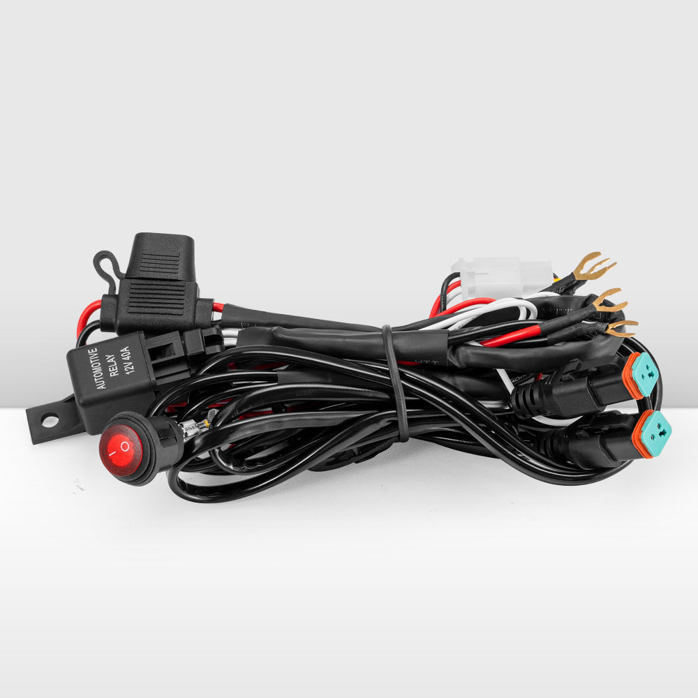 Lightfox 2 Way High Beam Wiring Harness w/ DT 2-Pin Connector For LED Light Bar