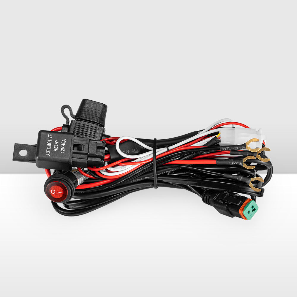 Lightfox 1 Way High Beam Wiring Harness w/ DT 2-Pin Connector For LED Light Bar