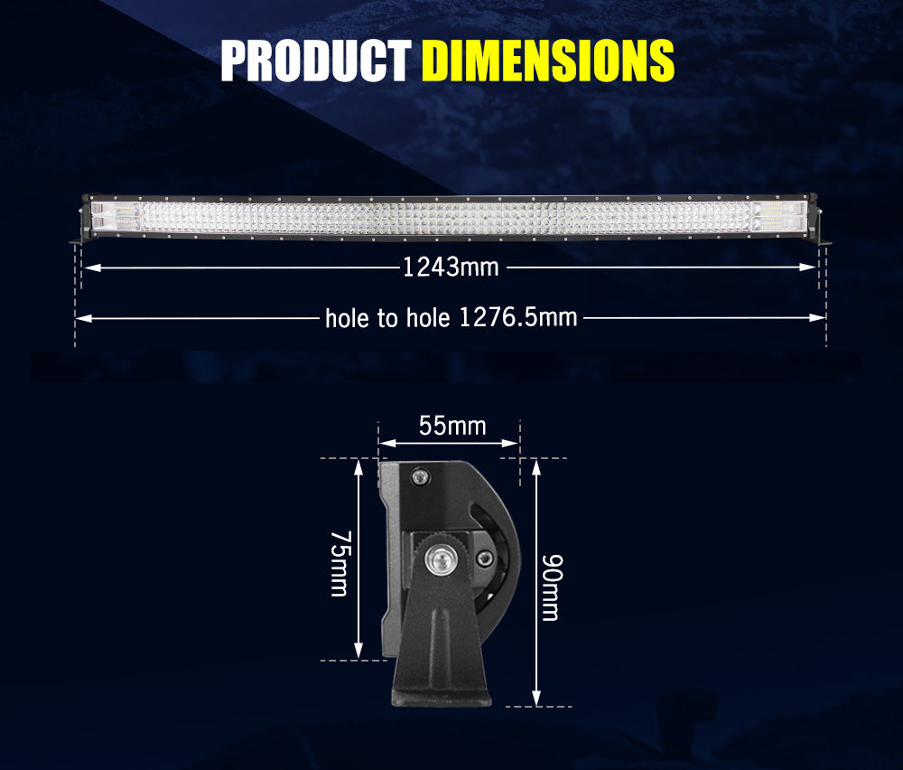 Lightfox 50inch Osram LED Light Bar Curved Combo Beam Driving Offroad 4WD Suv