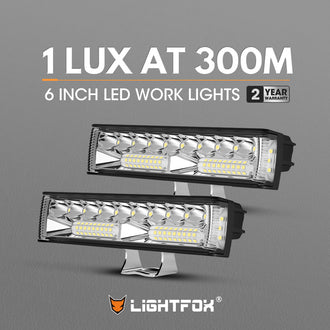 Pair 6inch Osram LED Work Lights 1Lux @ 300m 10,098 Lumens Side Shooter