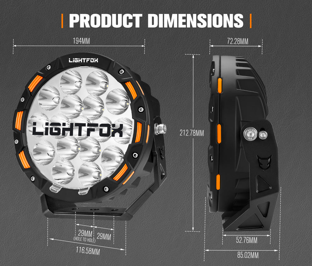 LIGHTFOX 7inch OSRAM LED Driving Spot Lights 1Lux@1,032m(Pair) 13,226Lumens