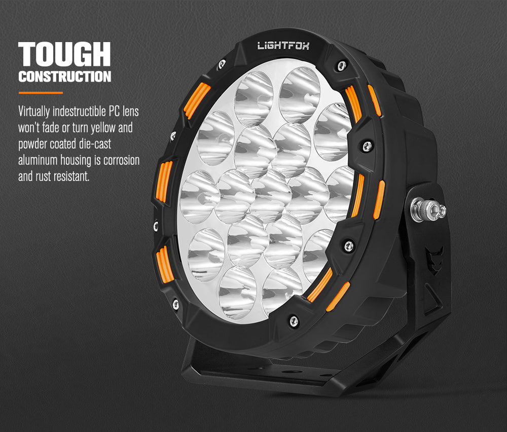 LIGHTFOX 7inch OSRAM LED Driving Spot Lights 1Lux@1,032m(Pair) 13,226Lumens