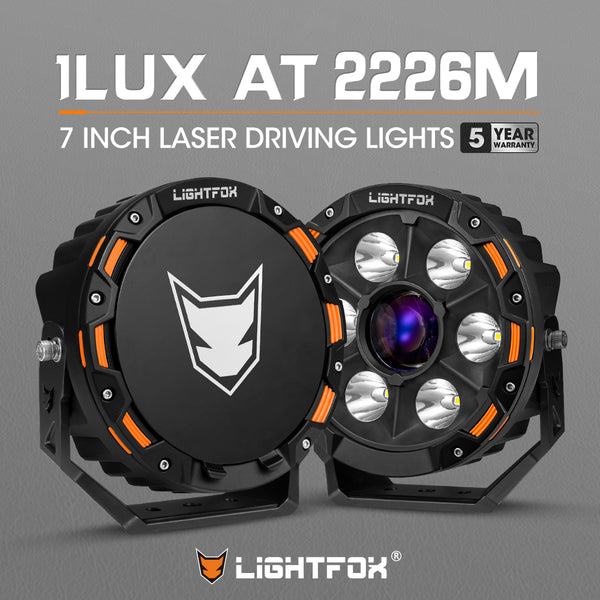 Pair 7inch Osram Laser LED Driving Lights 1Lux @ 2,226m 11,285Lumens