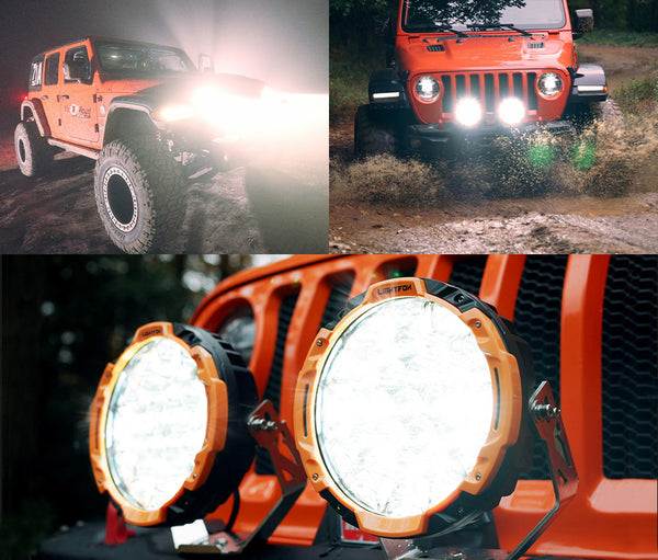 LIGHTFOX 9" Osram LED Driving Lights Round Black Spotlight DRL Offroad Truck 4x4
