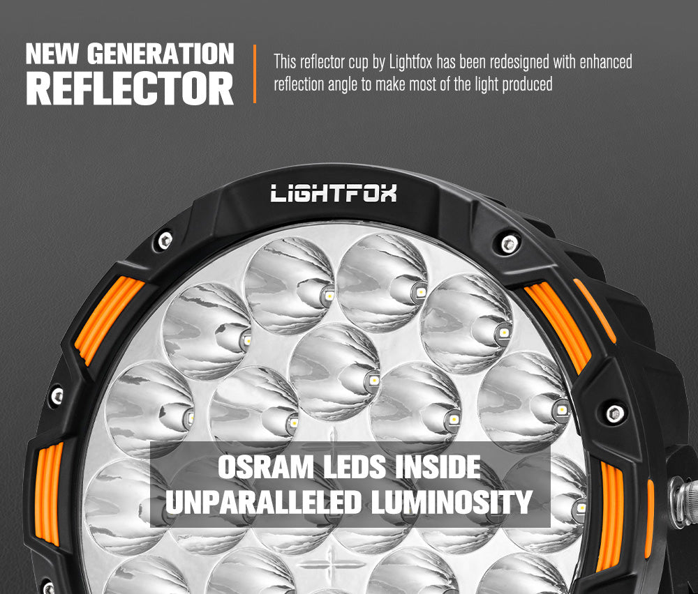 Iconic Series Pair 9inch Osram LED Driving Light 1Lux @1,442m 18,672Lumens