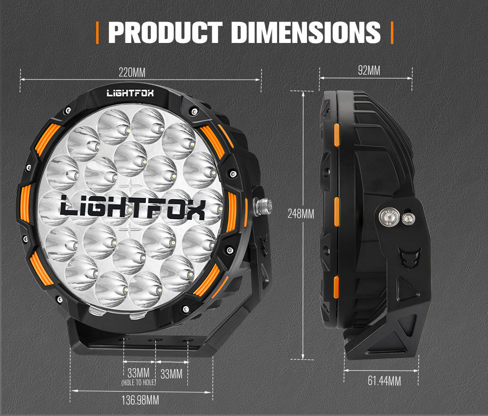 Iconic Series Pair 9inch Osram LED Driving Light 1Lux @1,442m 18,672Lumens