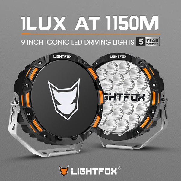Iconic Series Pair 9inch Osram LED Driving Light 1Lux @1,150m 20,200Lumens