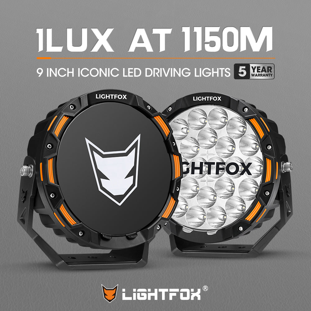 Iconic Series Pair 9inch Osram LED Driving Light 1Lux @1,150m 20,200Lumens