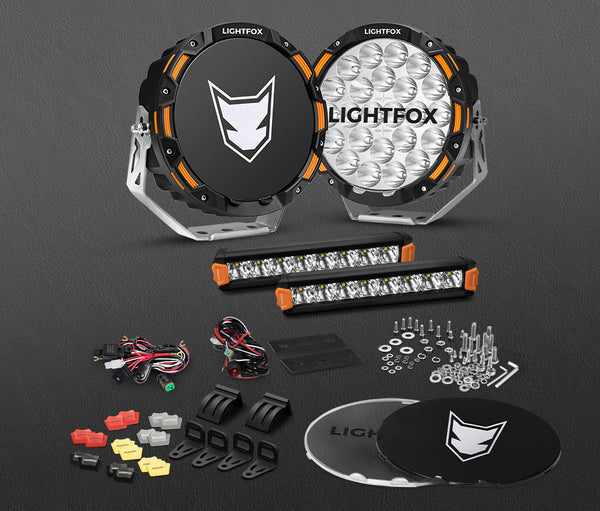 LIGHTFOX OSRAM 9inch LED Driving Lights + 8inch LED Light Pods + Wiring Kit