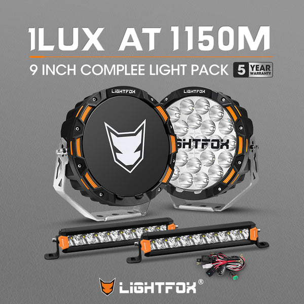 LIGHTFOX OSRAM 9inch LED Driving Lights + 8inch LED Light Pods + Wiring Kit