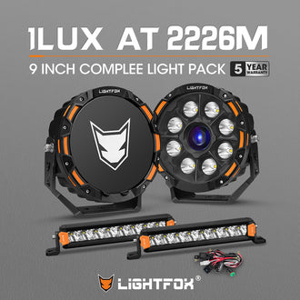 LIGHTFOX OSRAM 9 inch Laser Round Driving Lights 8inch LED Work Light with Wiring Kit