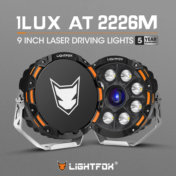 Pair 9inch Osram Laser LED Driving Lights 1Lux @ 2,226m 15,046Lumens