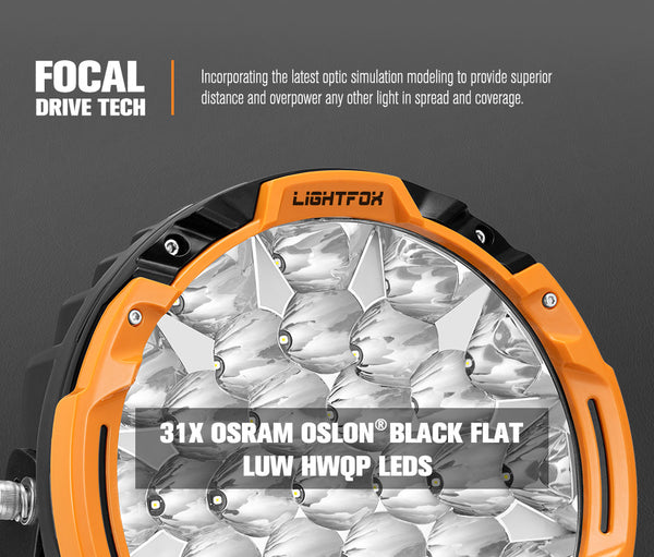 LIGHTFOX Osram 9 inch LED Driving Lights + 40 inch Dual Row LED Light Bar w/ Wiring Kit