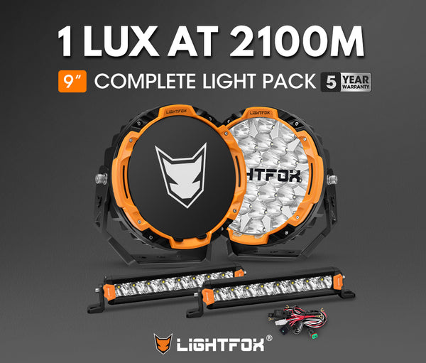 LIGHTFOX 9 inch Osram LED Driving Lights + 8 inch LED Light Pods w/ Wiring Kit