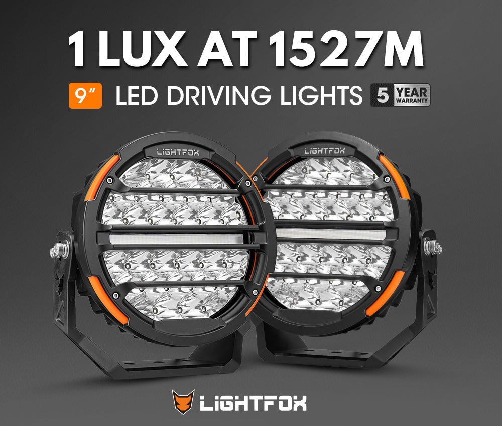 Lightfox Pair 9 inch Osram LED Driving Lights Round Spotlight Spot DRL Headlight