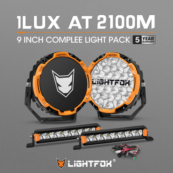 LIGHTFOX 9 inch Osram LED Driving Lights + 8 inch LED Light Pods w/ Wiring Kit