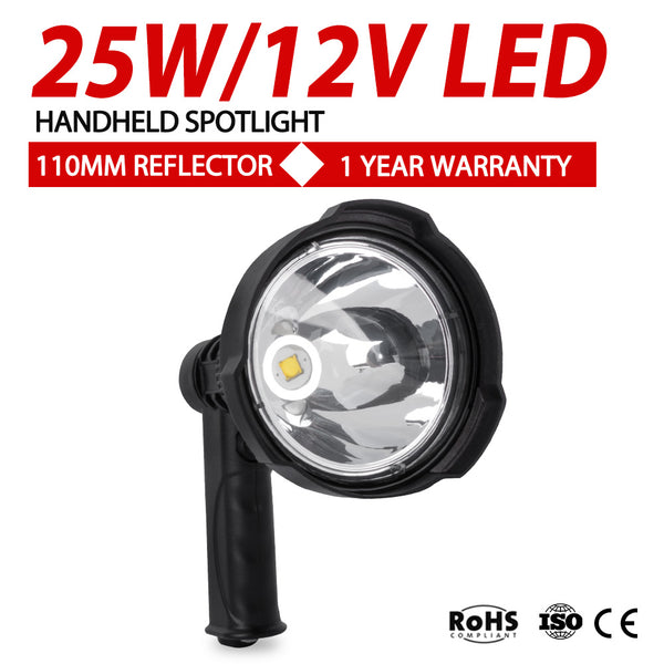 25W Hunting LED Handheld Spotlight Rechargeable Spot Beam Shooting 12V