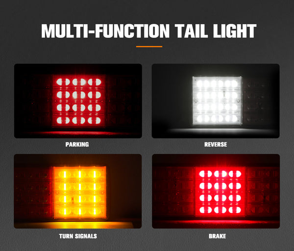 Lightfox Pair LED Tail Lights 12V Stop Indicator Reverse LampTrailer Truck Ute