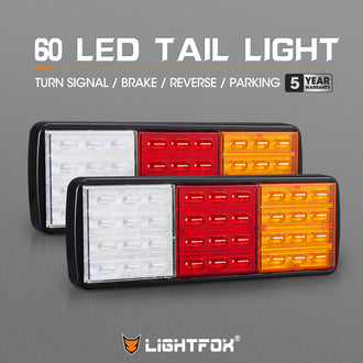 Lightfox Pair LED Tail Lights 12V Stop Indicator Reverse LampTrailer Truck Ute