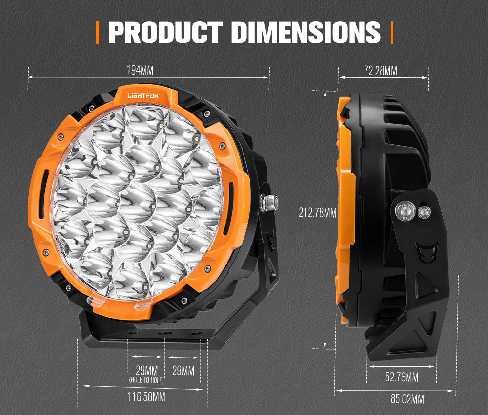 LIGHTFOX 7 inch Osram LED Driving Lights 1Lux @ 1287m 15,366Lumens
