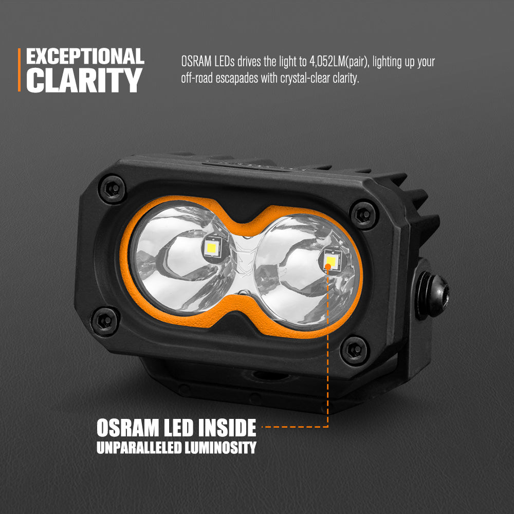 LIGHTFOX Pair 3inch Cygnus-2 Osram LED Pod Lights 1Lux@348m 4,052LM