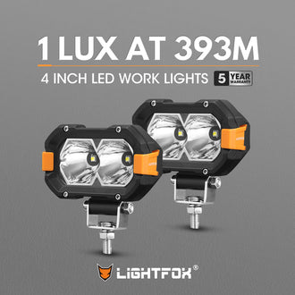 Pair 4inch Osram LED Work Lights 1Lux @ 393m 4,600Lumens