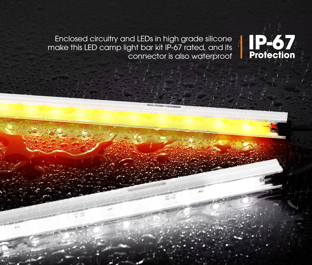led tent light strip Lightfox 6PCS 12V LED Strip Light Bar Waterproof Amber White Lights Bo