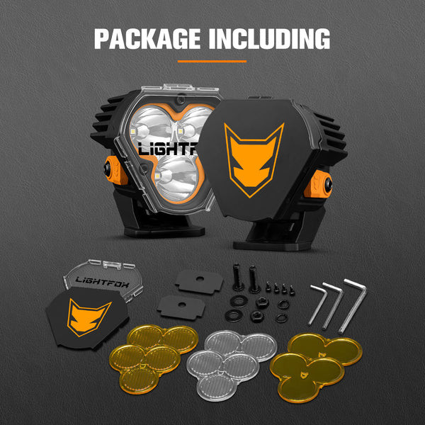 LIGHTFOX Pair 3inch Cygnus-3 Osram LED Pod Lights w/ 3 pin DT Connector 1Lux@360m 3,236LM