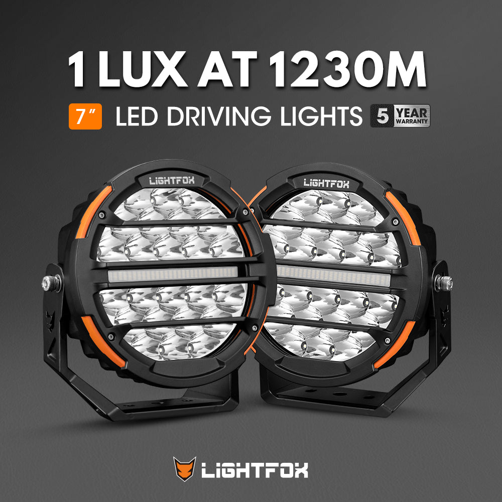 Lightfox Pair 7" Osram LED Driving Lights Round Spotlight Spot DRL Headlight