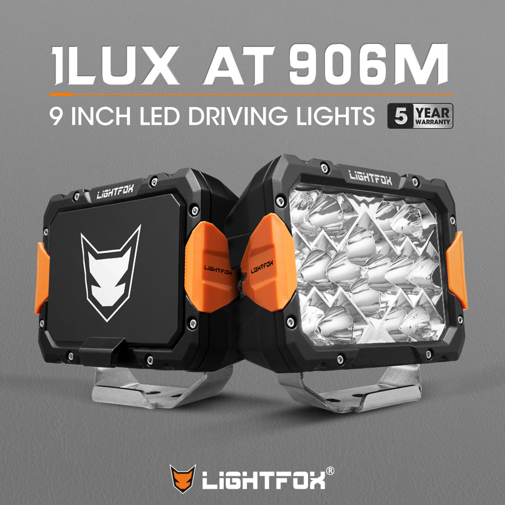 LIGHTFOX Pegasus Series 9inch Osram LED Driving Lights 1 Lux @ 906m 11,390 lumens