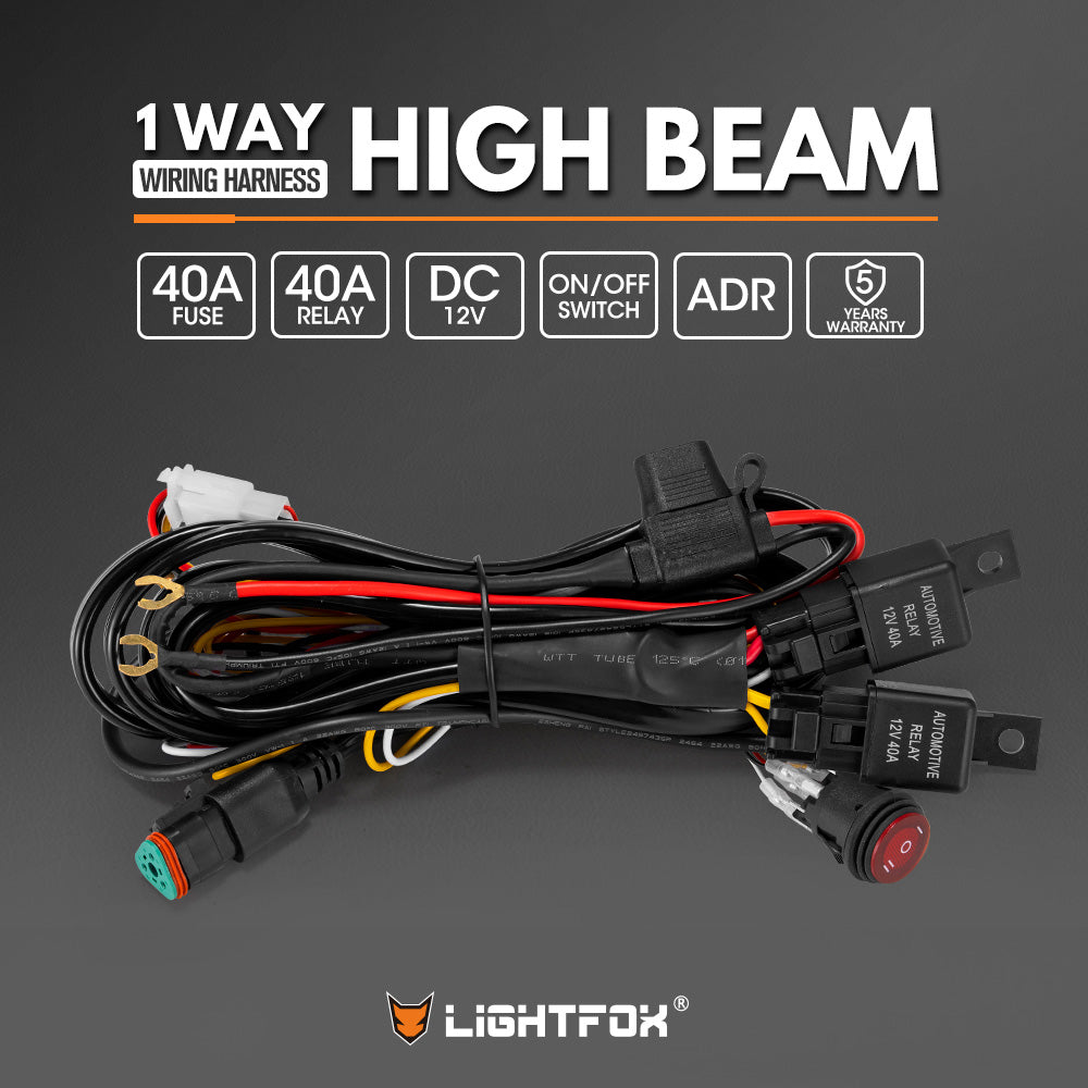 Lightfox 40A High Beam Wiring Harness With DT 3-Pin Connectors Fit LED Pod Light