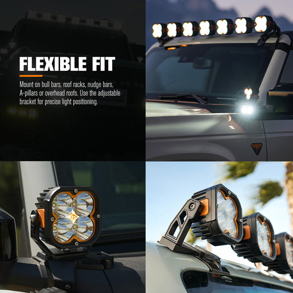 LIGHTFOX Pair 3inch Cygnus-4 Osram LED Pod Lights w/ 3 pin DT Connector 1Lux@380m 3,834LM