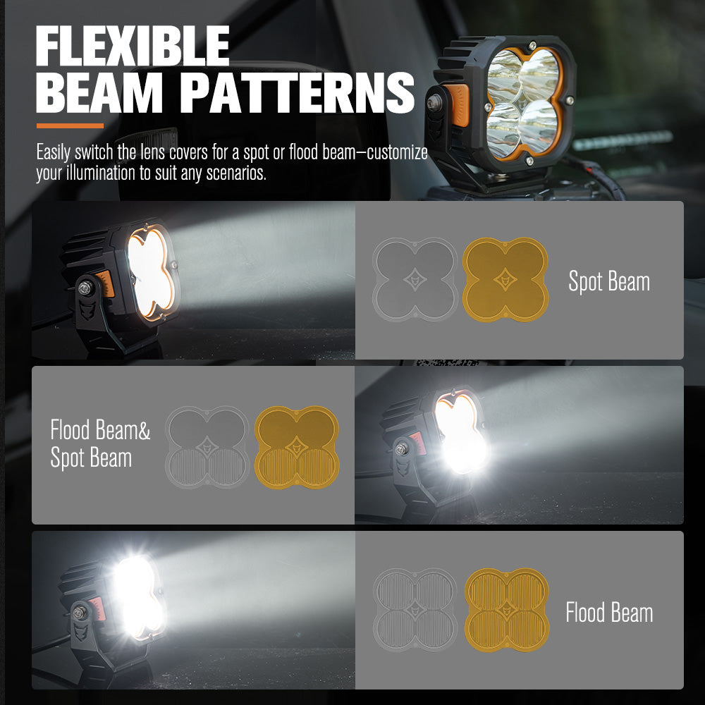 LIGHTFOX Cygnus Pair 5inch Osram LED Pod Lights 1Lux@396m 7,053Lumens