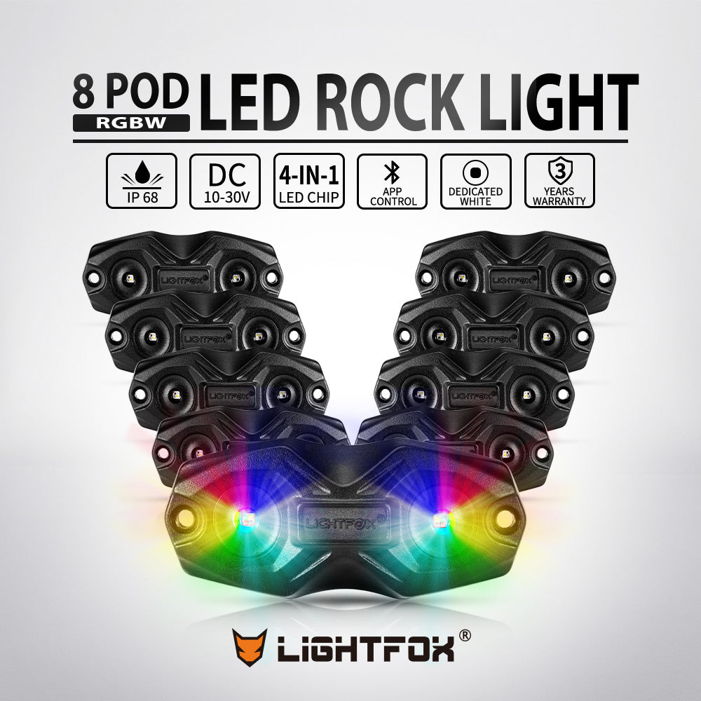 LIGHTFOX RGBW LED Rock Lights - 8 Pack – lightfoxau