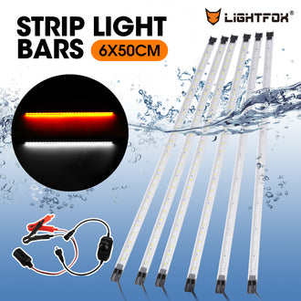 Lightfox 6PCS 12V LED Strip Light Bar Waterproof Amber White Lights Boat Camping